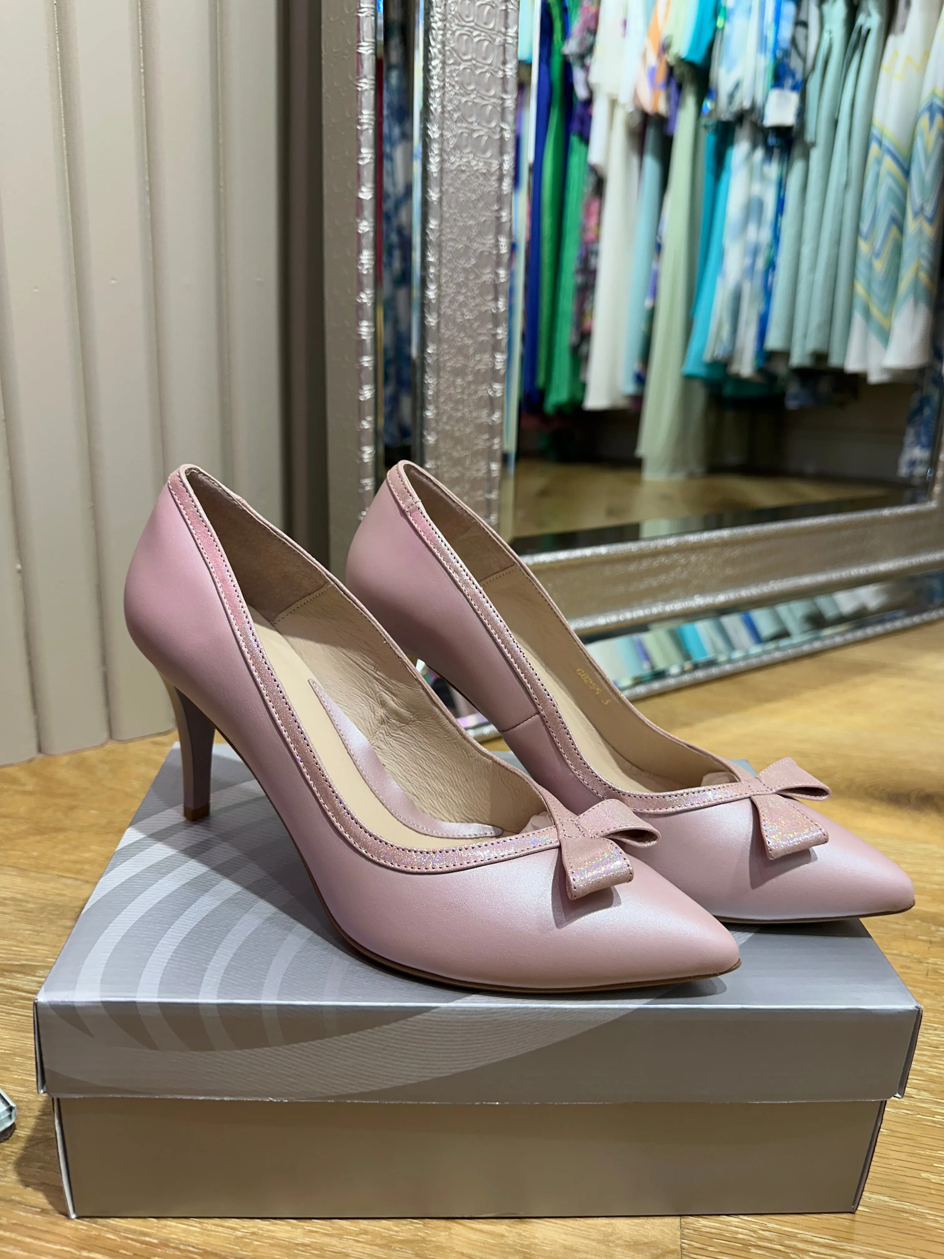 Emis Pink Two Tone Bow Detail High Heel