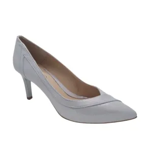 Emis Womens Silver Shimmer Slip In Leather Court Heel Shoe S8134-821