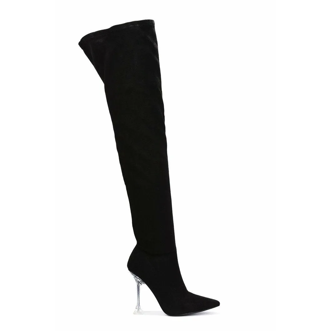 Estella Pointed Toe Thigh High - Black