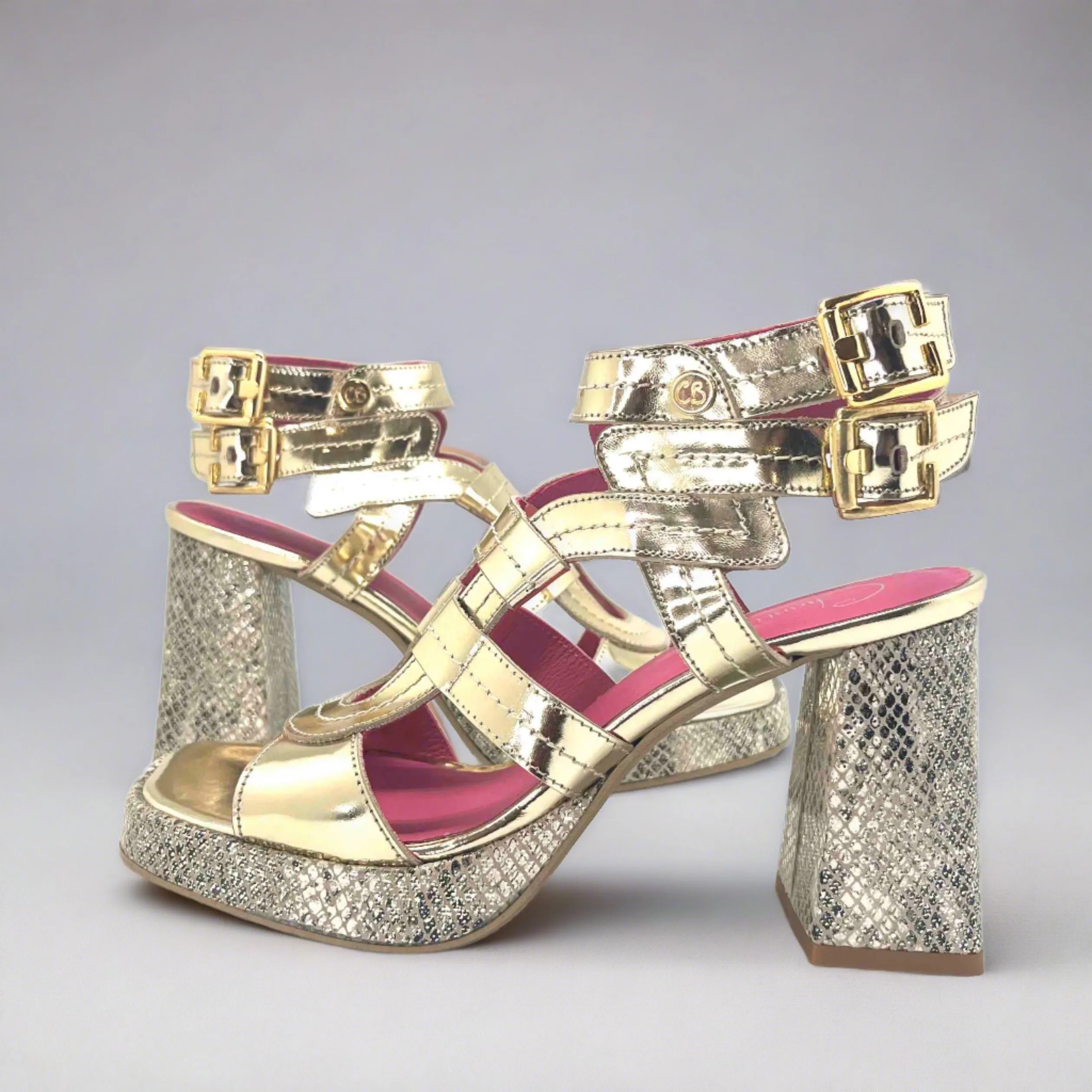 Etoile- platinum mirror gold platform heel