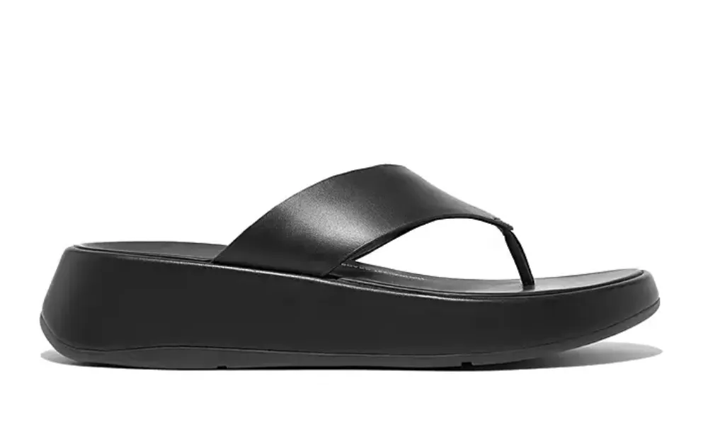 Fitflop - F-Mode Luxe Leather Flatform Toe-Post Sandals All Black