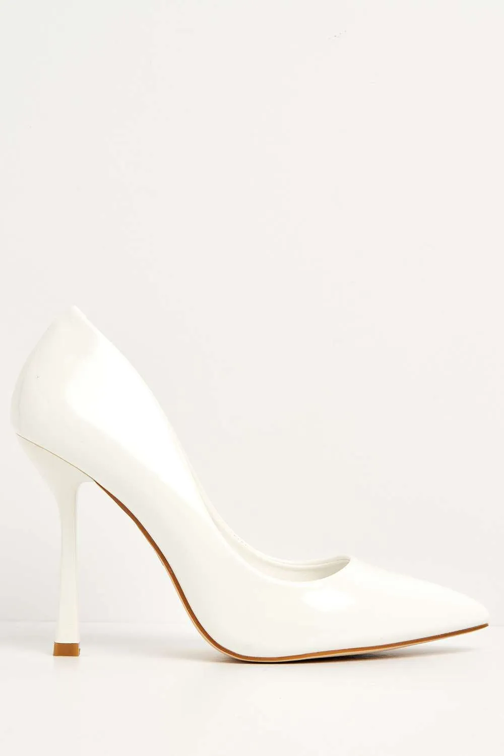 Gina Spool Heel Court Shoes in White Patent