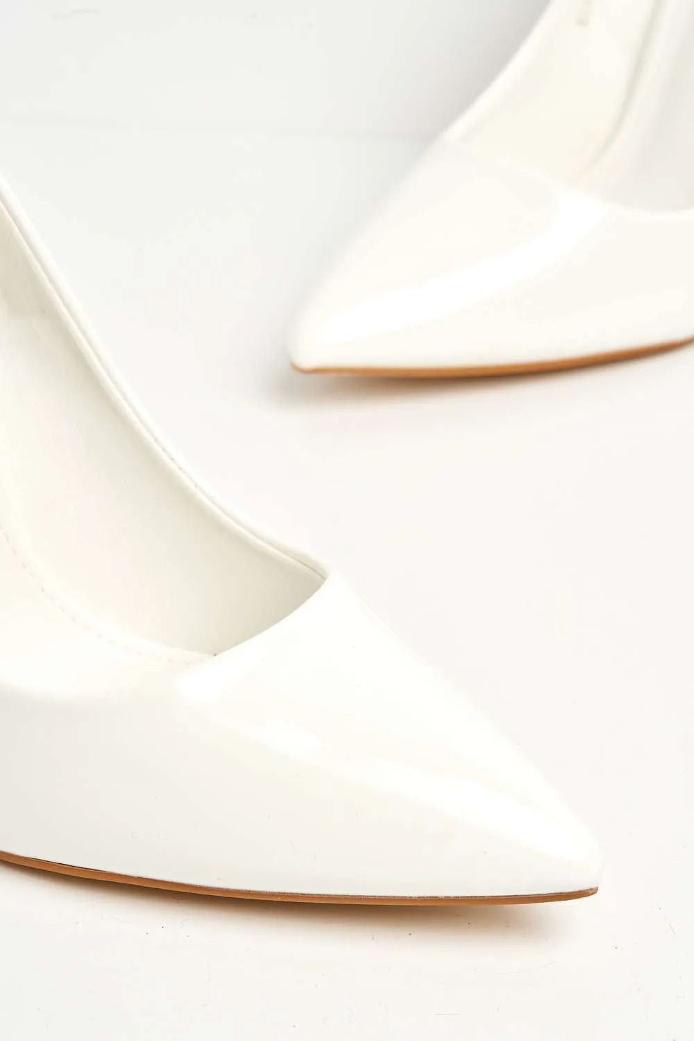 Gina Spool Heel Court Shoes in White Patent