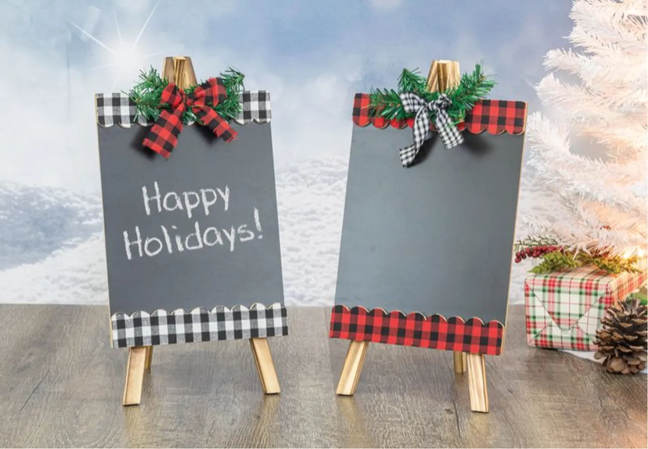 #H84 Plaid Chalkboard Easel