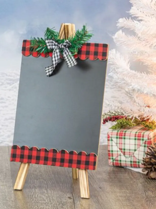 #H84 Plaid Chalkboard Easel