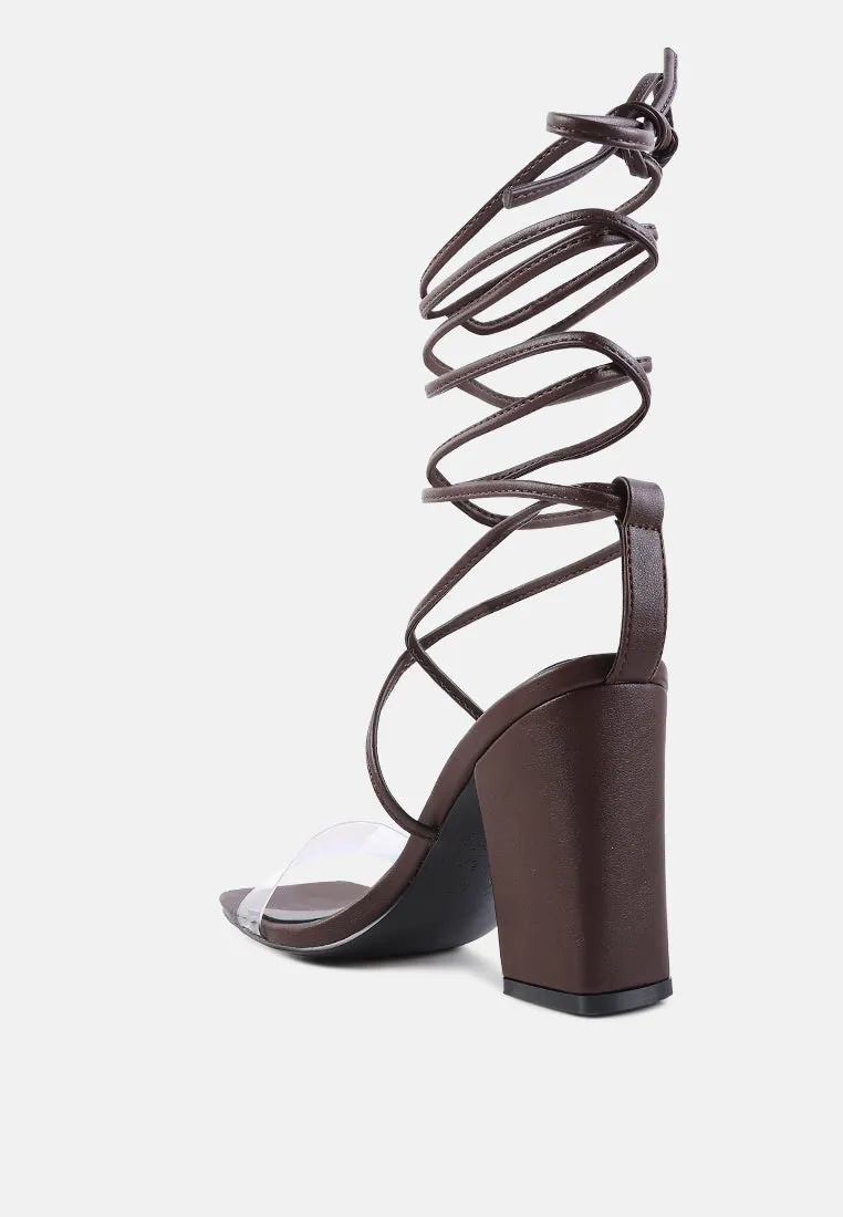 High Cult Strappy Tie-Up Block Heels