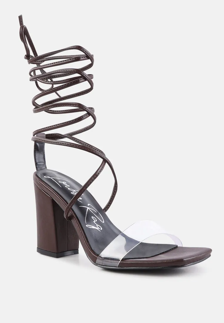 High Cult Strappy Tie-Up Block Heels