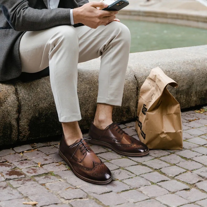 Optimized title: Navy Lace-Up Comfort Brogue Shoes - Stylish and Comfy Footwear