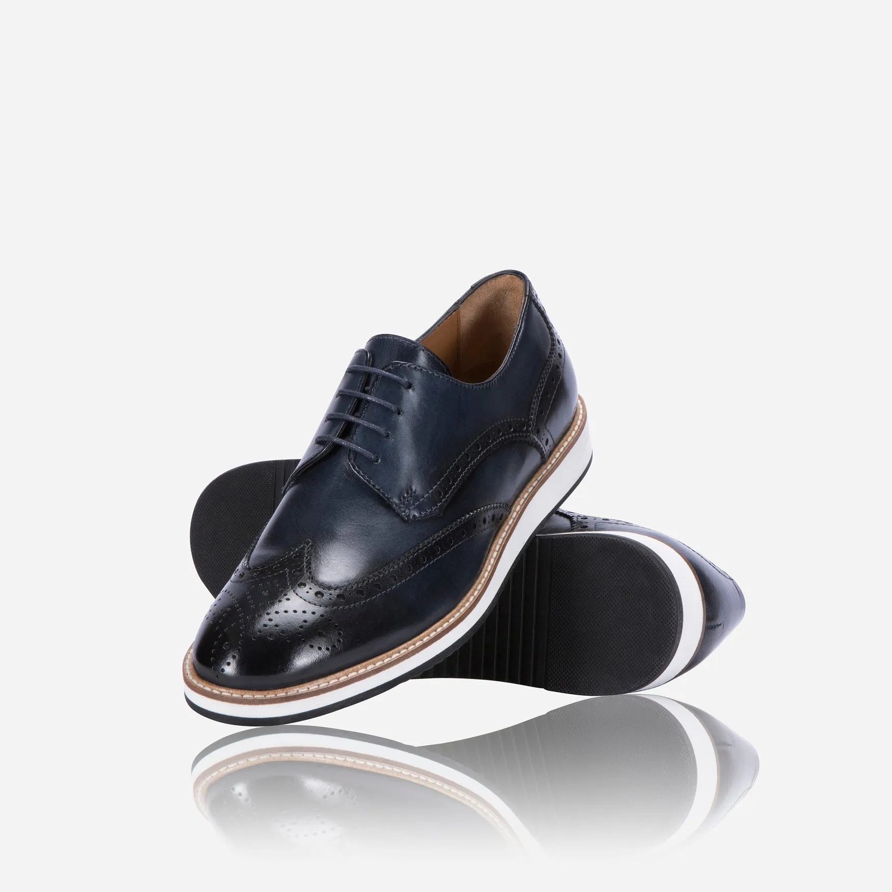 Optimized title: Navy Lace-Up Comfort Brogue Shoes - Stylish and Comfy Footwear