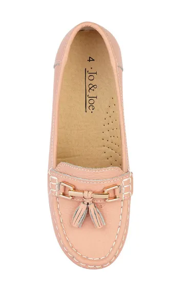 Ladies Leather Slip on Baby Pink Shoes Nautical Flat Jo & Joe