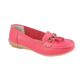 Ladies Leather Slip on Shoes WaterMelon Nautical Flat Jo & Joe