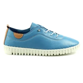 Ladies Soft Mid Blue Leather Shoes Flamborough Plimsoles Lunar Shoes sale