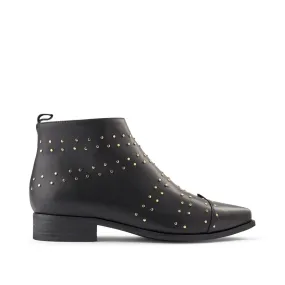 Miho Zip Studs Læder Støvle - BLACK