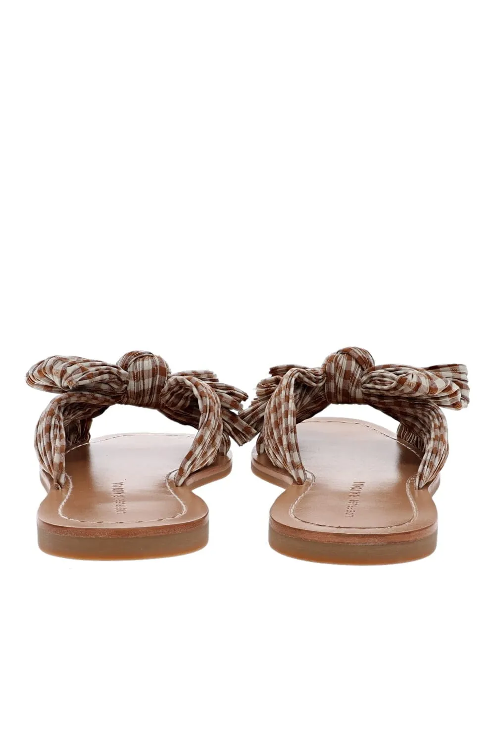 Rima Pleated Brown Gingham Bow Sandal