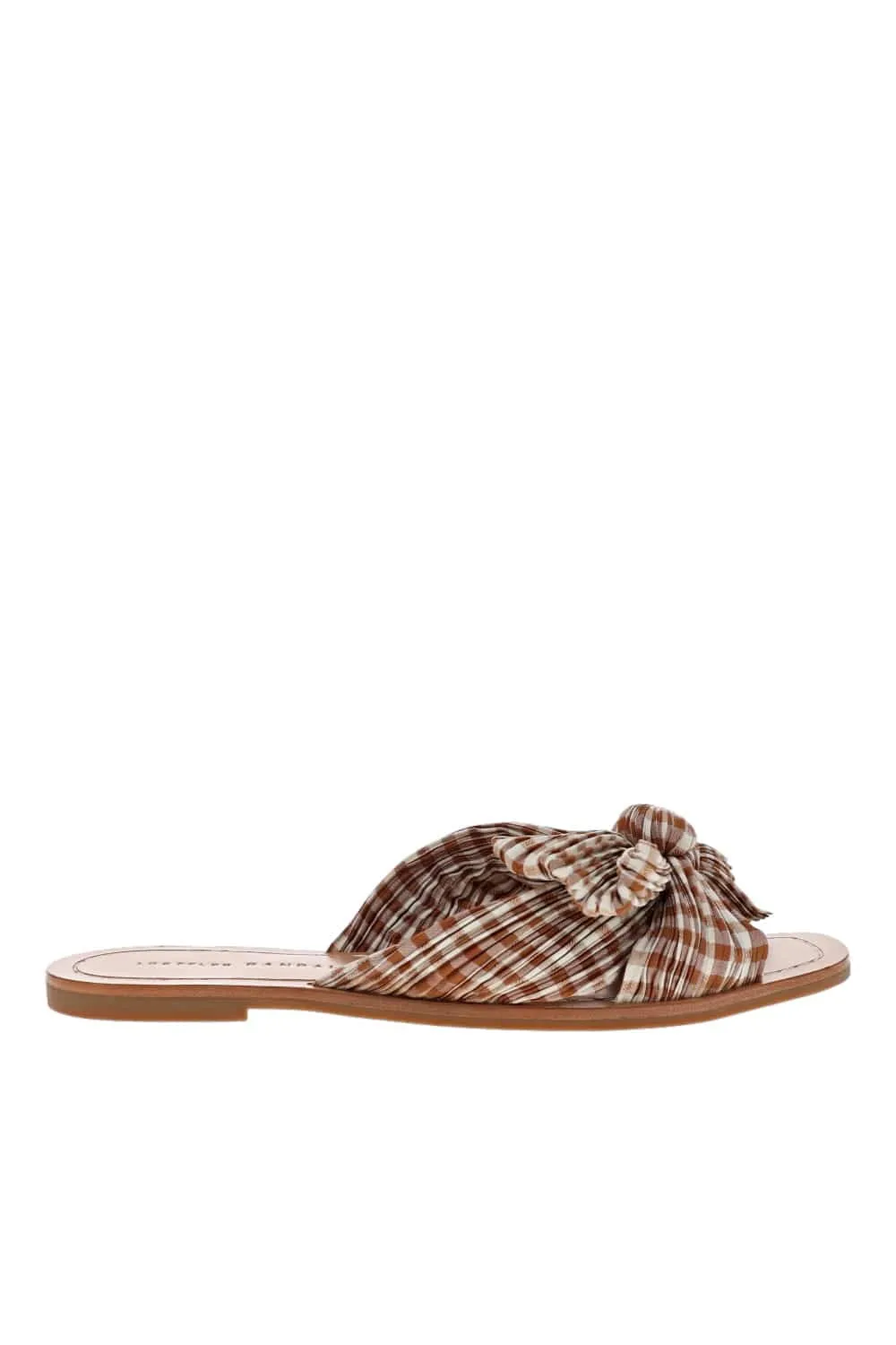 Rima Pleated Brown Gingham Bow Sandal