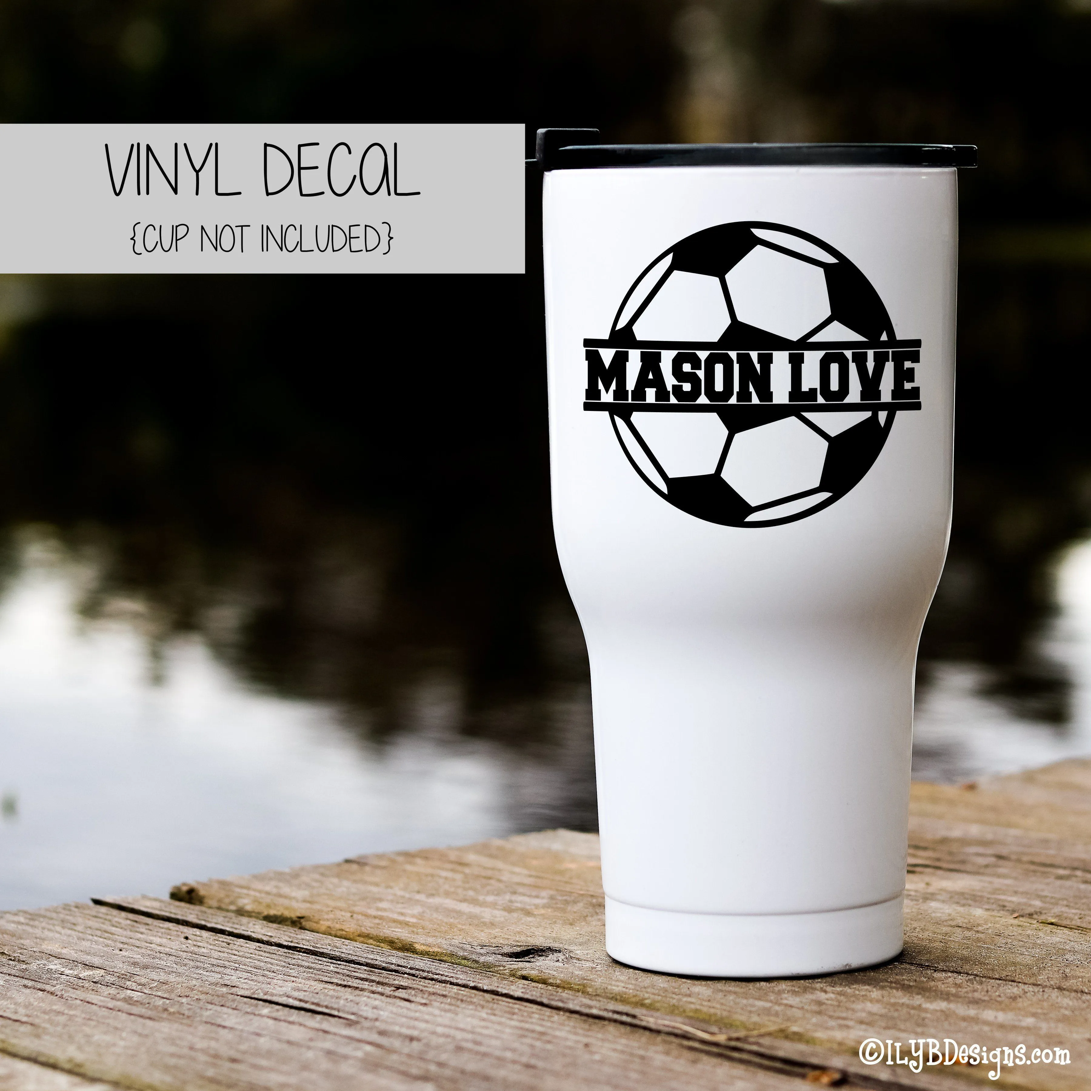 SOCCER BALL NAME Vinyl Decal - SOCCER Tumbler Decal