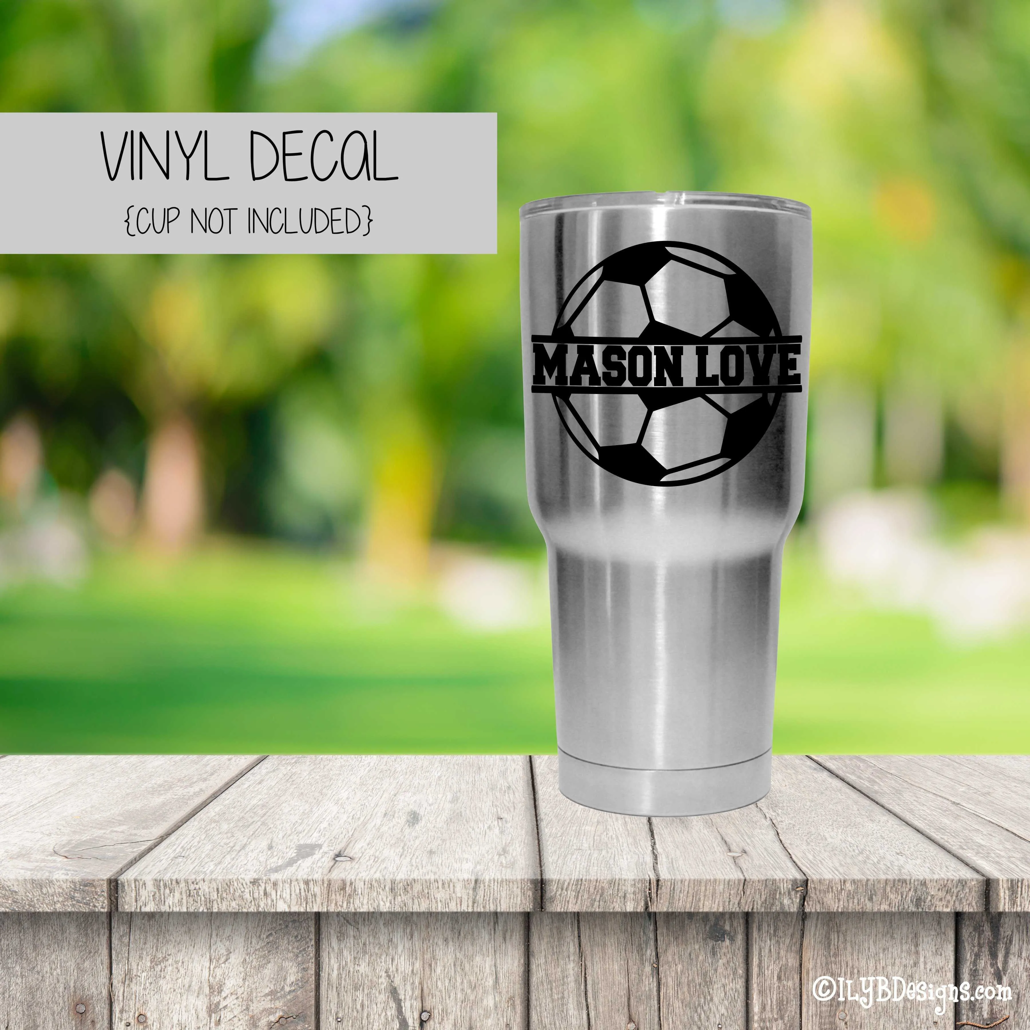 SOCCER BALL NAME Vinyl Decal - SOCCER Tumbler Decal