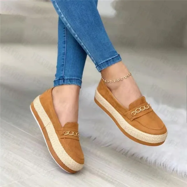 Sport Women Ballet Flats Loafers Shoes 2021 Autumn Winter Platform Sneakers Dress Sandals Walking Running Chain Shoes Female