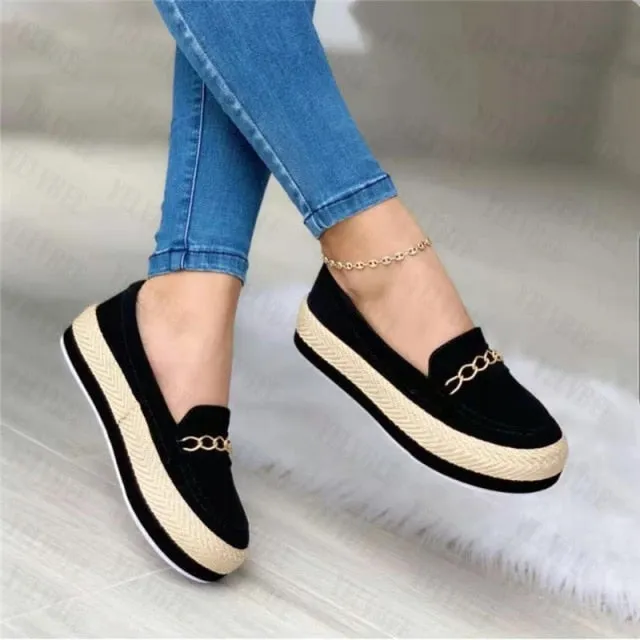 Sport Women Ballet Flats Loafers Shoes 2021 Autumn Winter Platform Sneakers Dress Sandals Walking Running Chain Shoes Female