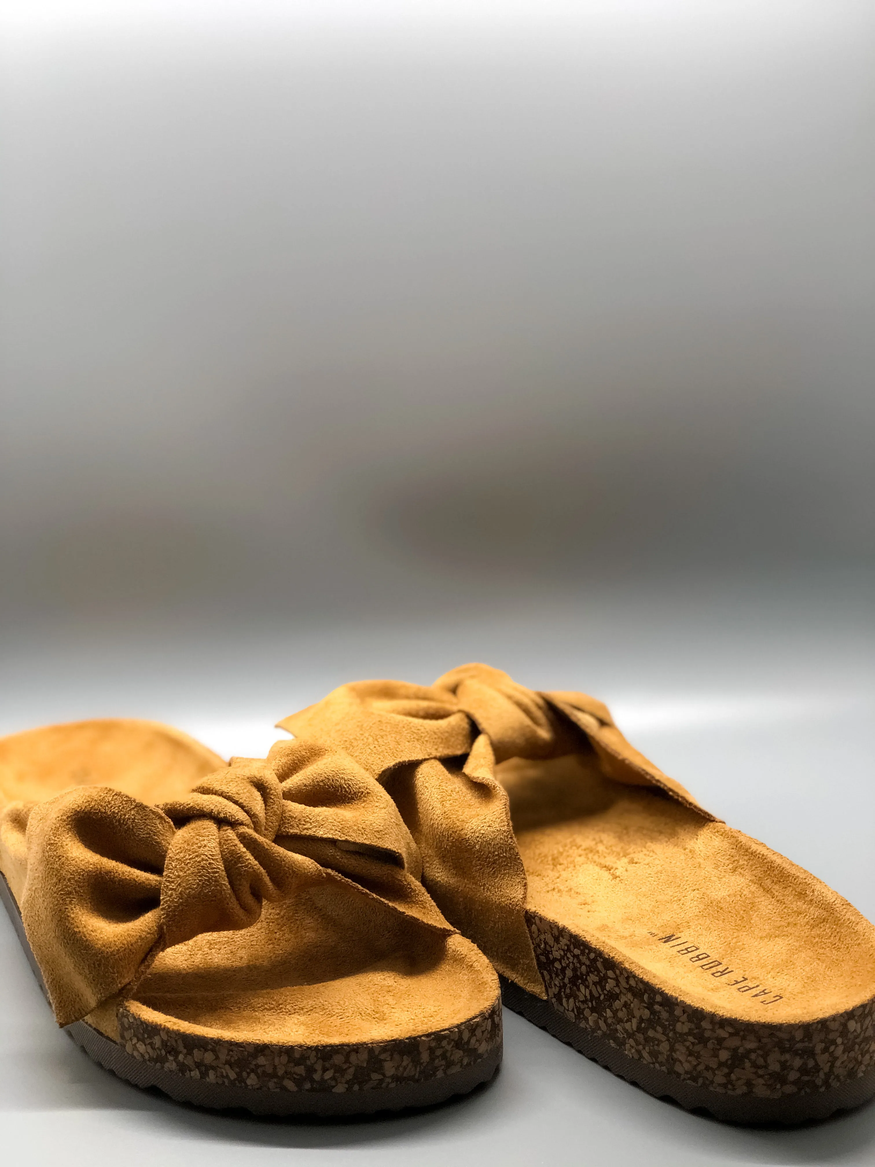 Tan Bow Flat Sandals