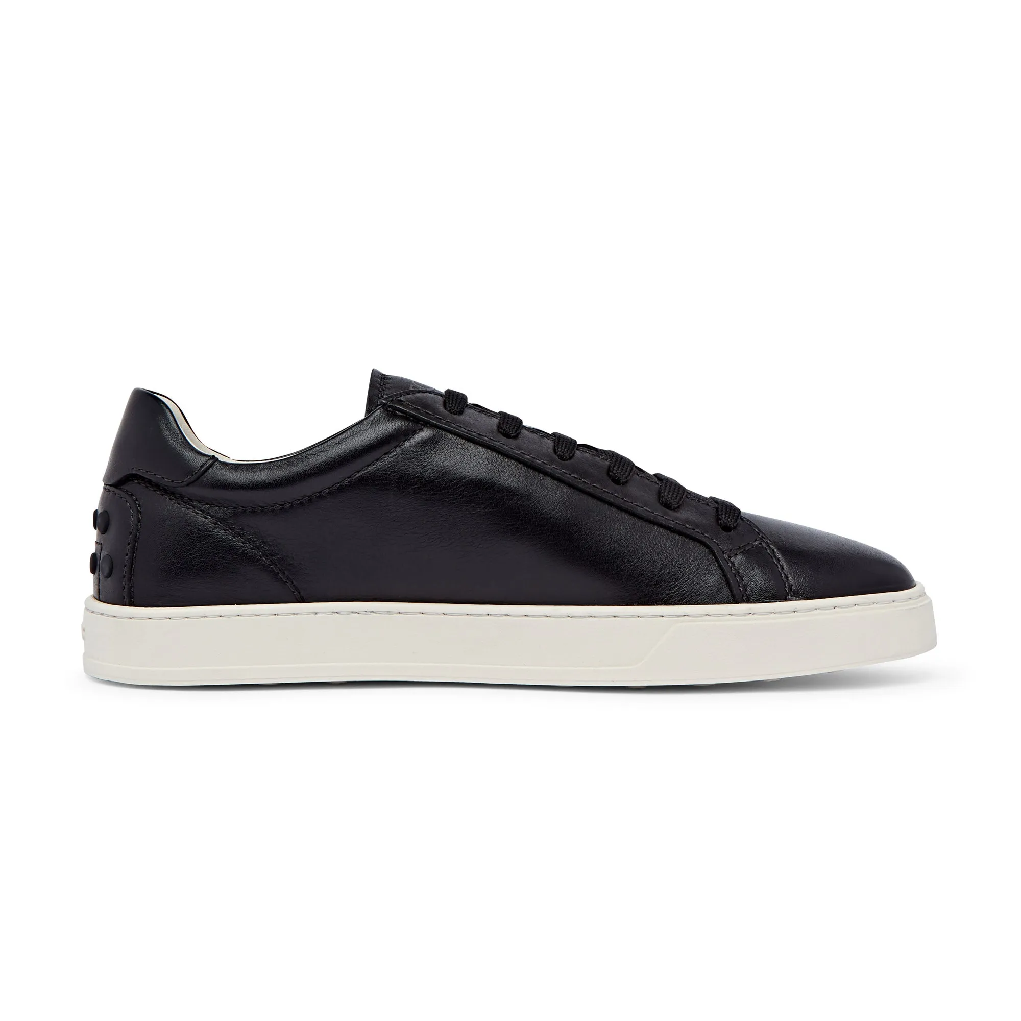 TOD's Low Top Leather Trainer Contrast Sole (Black)