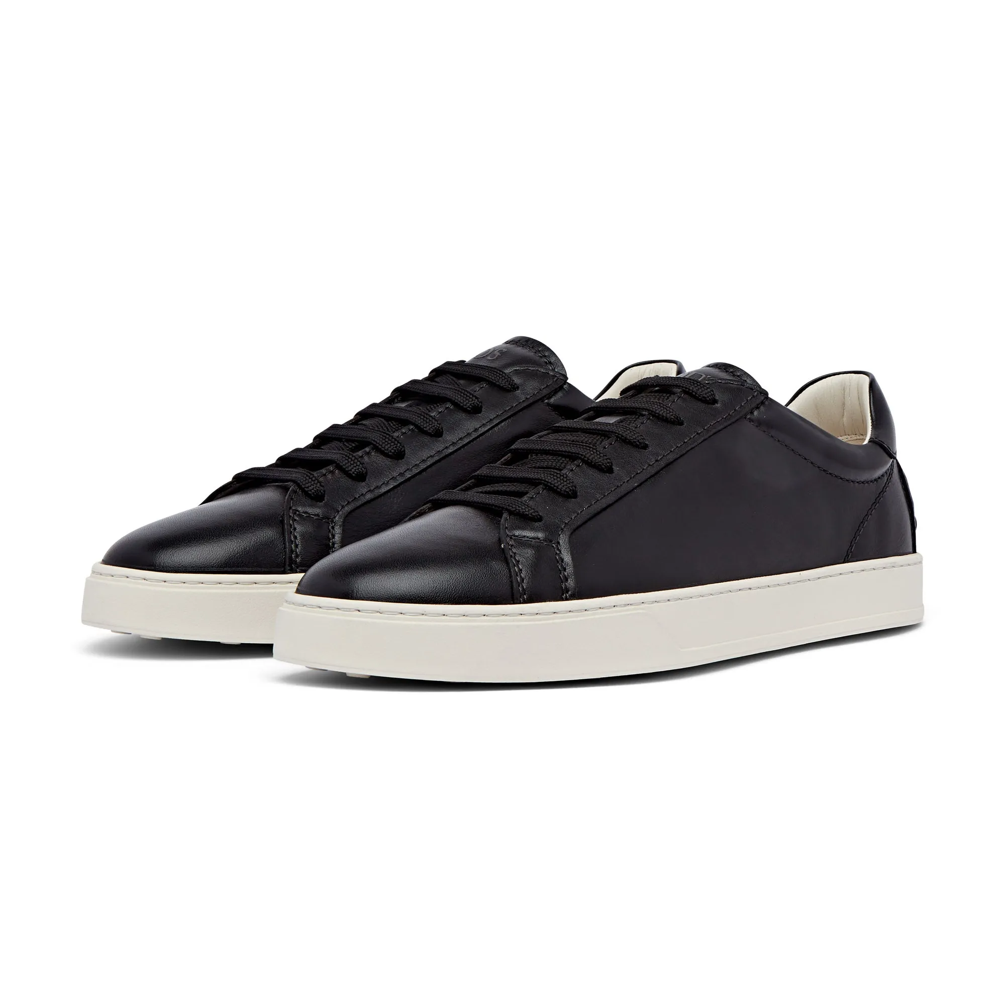 TOD's Low Top Leather Trainer Contrast Sole (Black)